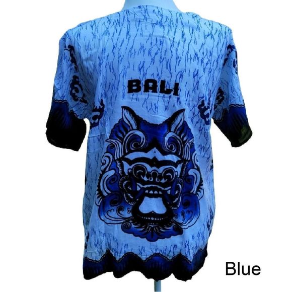 NEW! Bali Beach Summer Tshirt 100% Cotton - Blue Barong - Picture 3 of 3